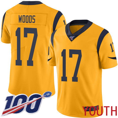 Los Angeles Rams Limited Gold Youth Robert Woods Jersey NFL Football #17 100th Season Rush Vapor Untouchable->youth nfl jersey->Youth Jersey